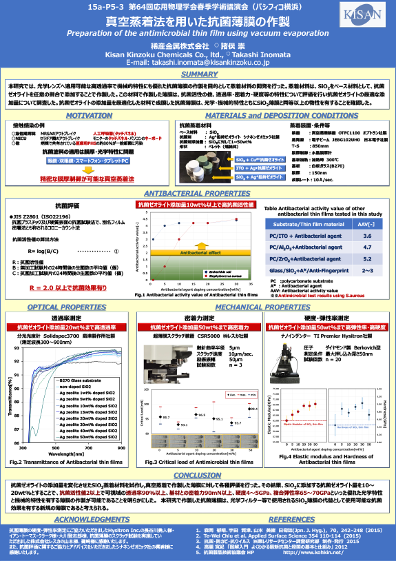 真空蒸着法を用いた抗菌薄膜の作製